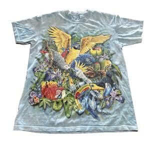 The Mountain Shirt Unisex M Blue Parrot Macaw Tie Dye Graphic Exotic Bird Tee